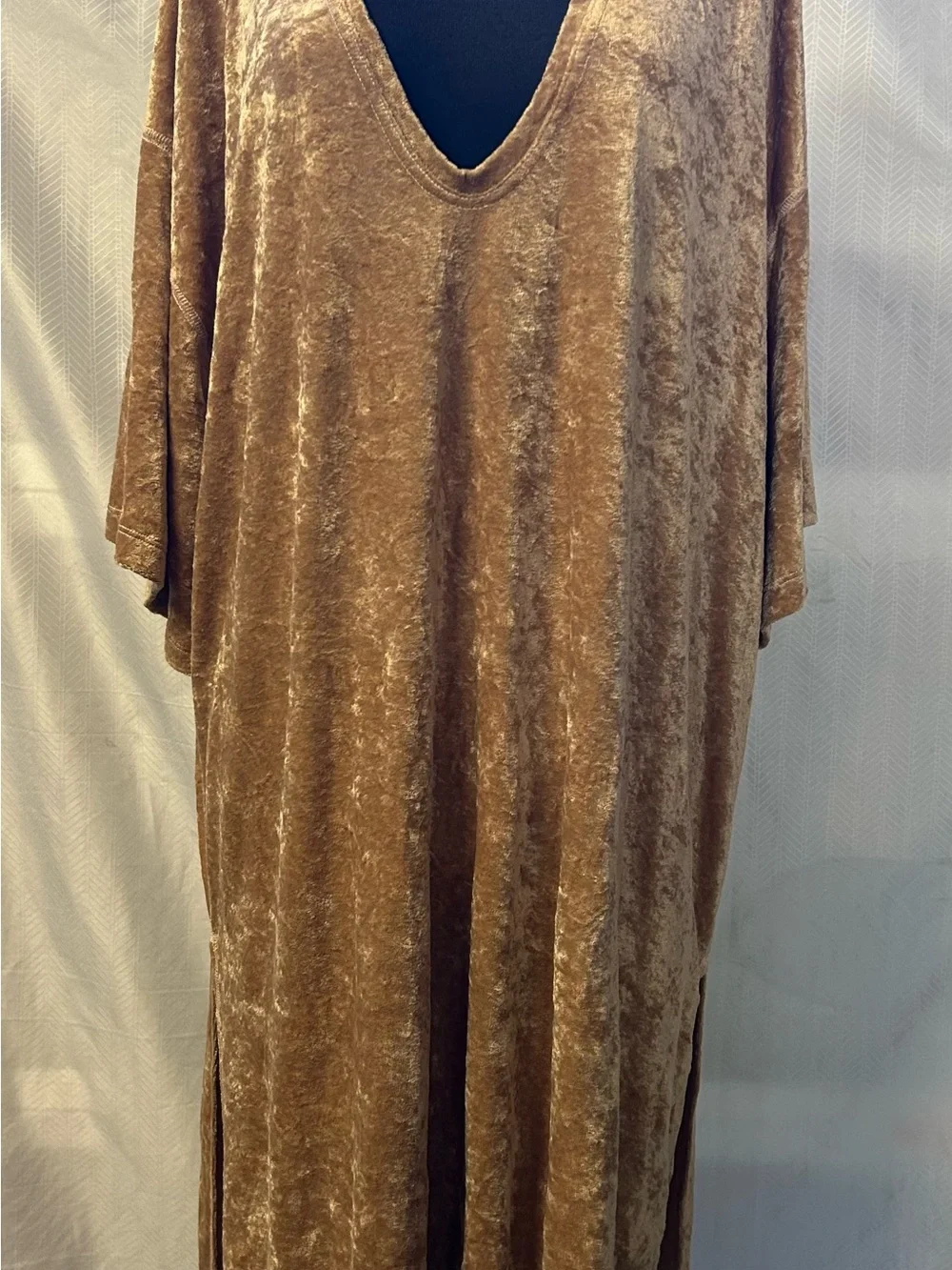 Free People Crushed Velvet Dress in Warm Caramel